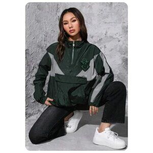 !! NWT Harry Potter x Shein Graphic Patched Colorblock Half Zip Windbreaker